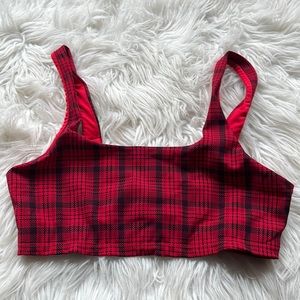 Alo Yoga red plaid bra